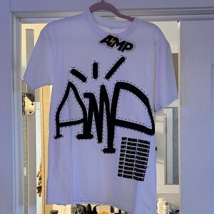 White T-Shirt with Black Graphic Print